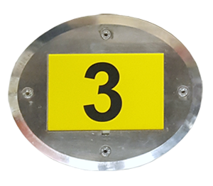 ONE2ID warehouse floor identification oval metalframe