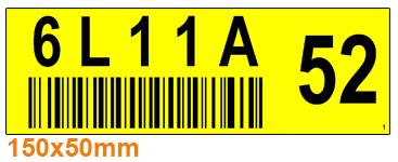 ONE2ID magazijnlabel picklocatie geel met barcode en controlegetal