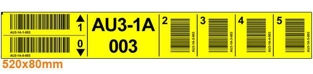 ONE2ID magazijnlabels stellingen geel met barcode