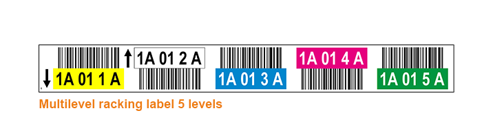 ONE2Id Colour-coded warehous labels 5 levels