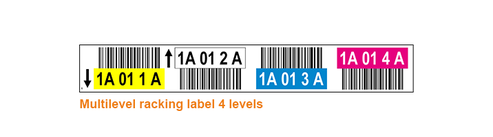 ONE2ID Rack labels barcode scanning 4 levels