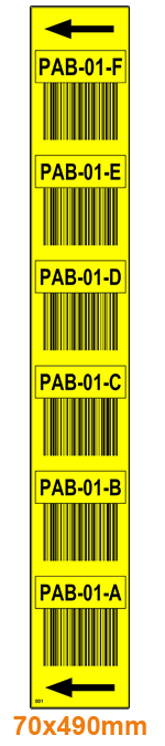 ONE2ID vertical warehouse barcode labels uprights