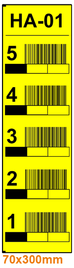 ONE2ID yellow vertical labels warehouse pallet rack tunnels