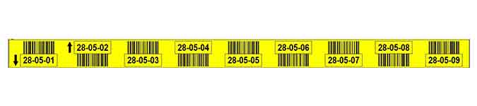 ONE2ID gele stickers palletstellingen met barcode
