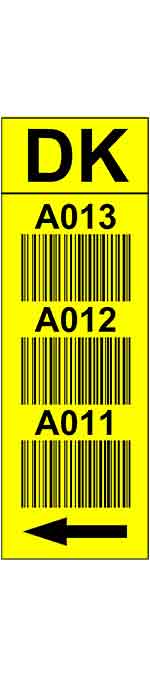 30000484 ONE2ID yellow barcode labels pallet shuttle rack