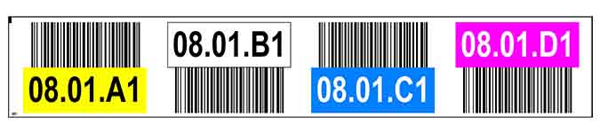 30000485 ONE2ID color-coded warehouse barcode labels
