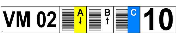 30000580 ONE2ID warehouse rack labels with vertical barcode