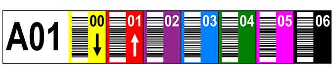 30000792 ONE2ID multicolour warehouse labels with vertical barcodes