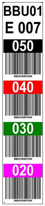 32020218 ONE2ID warehouse labels with barcode and colors high bay racking
