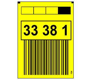 32020232 ONE2ID yellow warehouse labels pallet rack tunnels