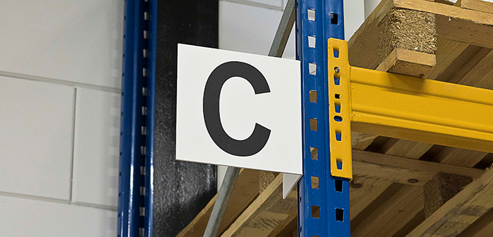 ONE2ID L-sign hanging sign bulk storage warehouse