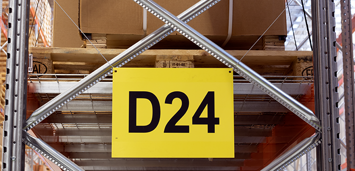 ONE2ID warehouse sign aisle pallet racking