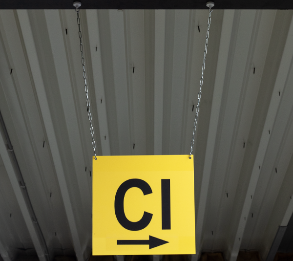 Locatiebord magazijnbord bewegwijzering plafond ONE2ID
