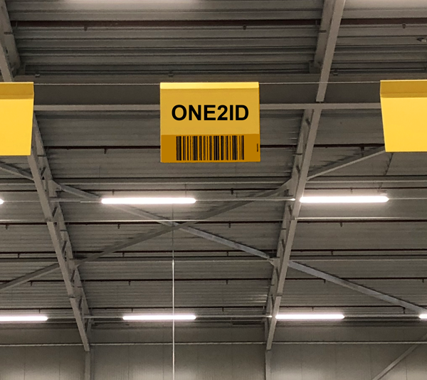 ONE2ID clip-on sign warehouse storage location