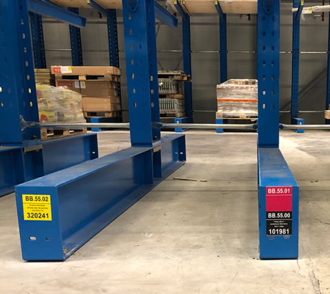 ONE2ID draagarmstelling labels magazijnlabels kleurcodering