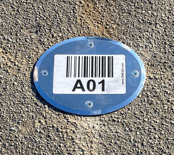 ONE2ID floor frame labels outdoor warehouse floor identification